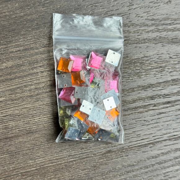 NWOT Ofray Pink Orange Yellow Colorful Square Mosaic Tile Beads - Picture 3 of 5